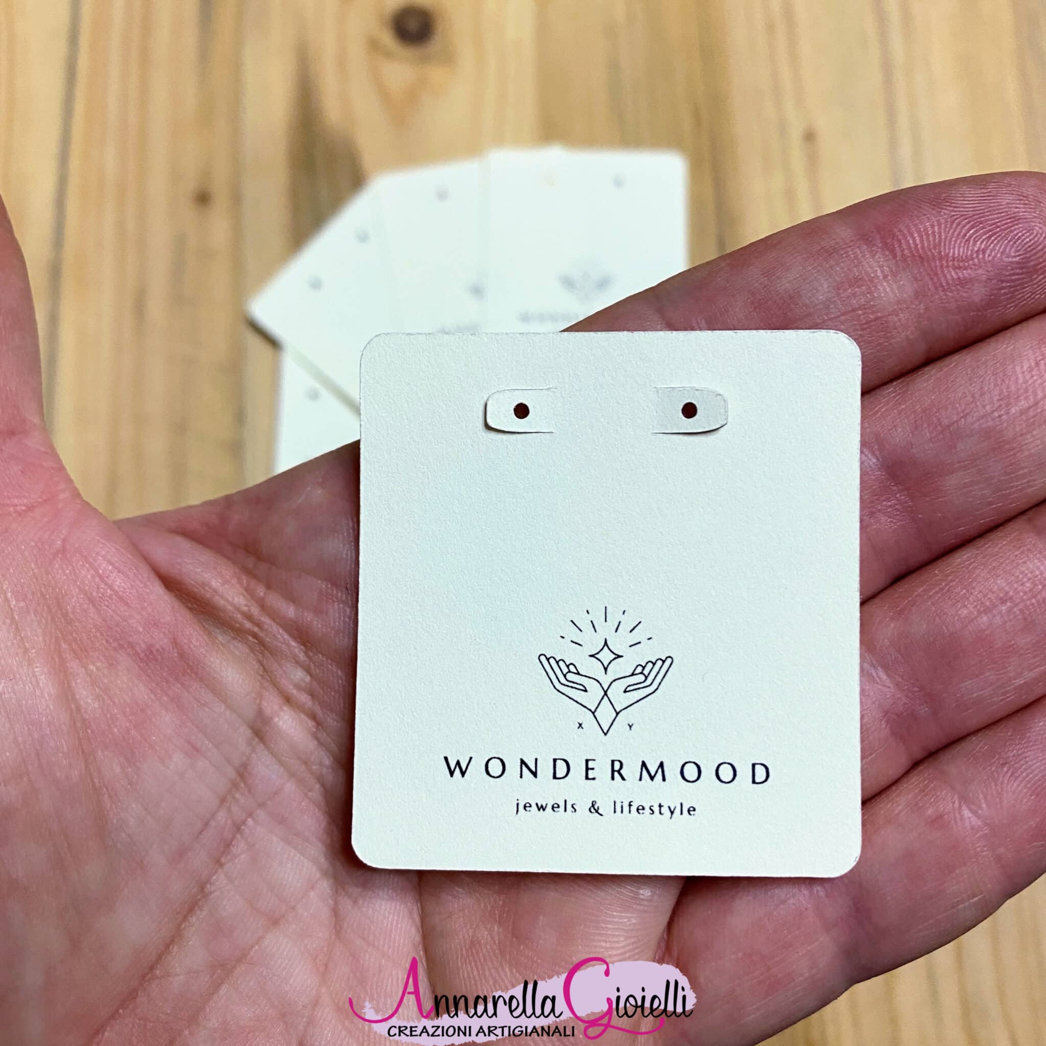Cartellino Porta Orecchini Personalizzato 5x5 cm | Con Logo Aziendale | etichette personalizzate - immagine 6