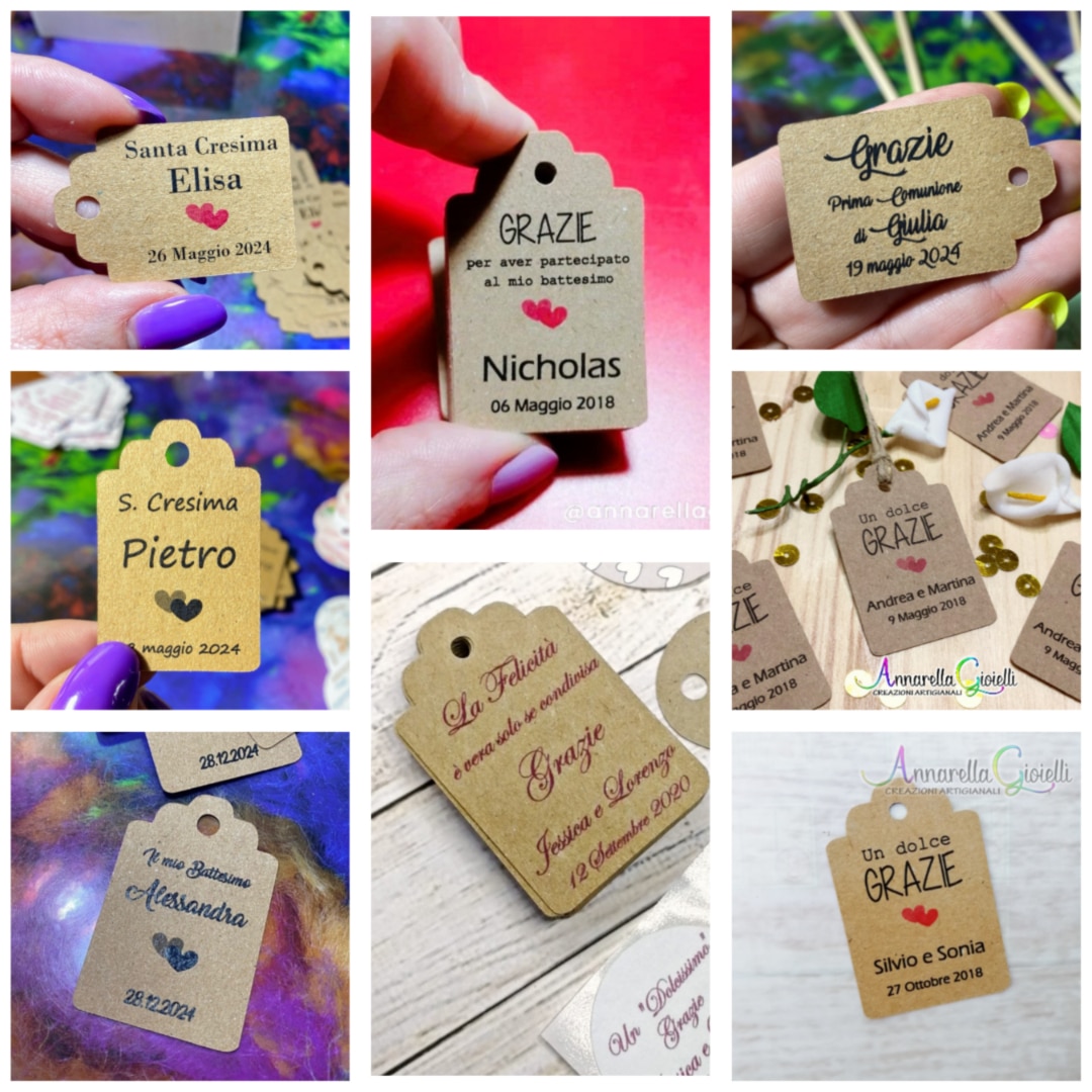 Tag Matrimonio Personalizzato Kraft – Cartellino o Adesivo per Bomboniere (TAG-02-KK) - immagine 4