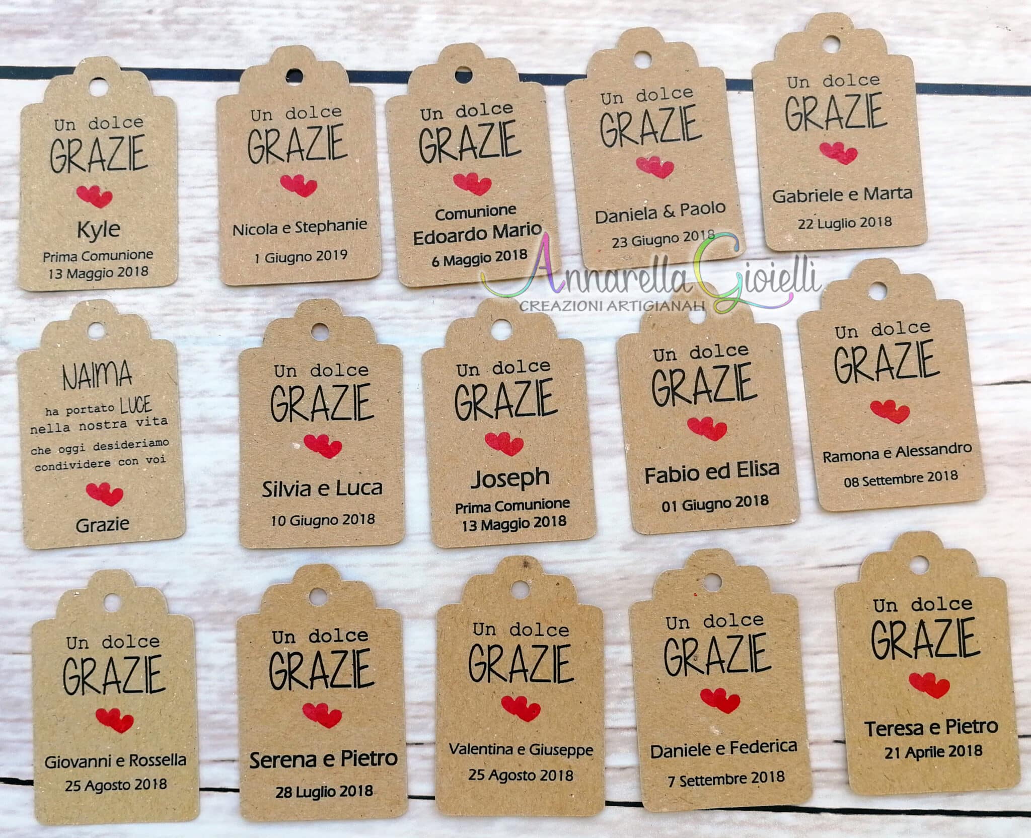 Tag Matrimonio Personalizzato Kraft – Cartellino o Adesivo per Bomboniere (TAG-02-KK) - immagine 5