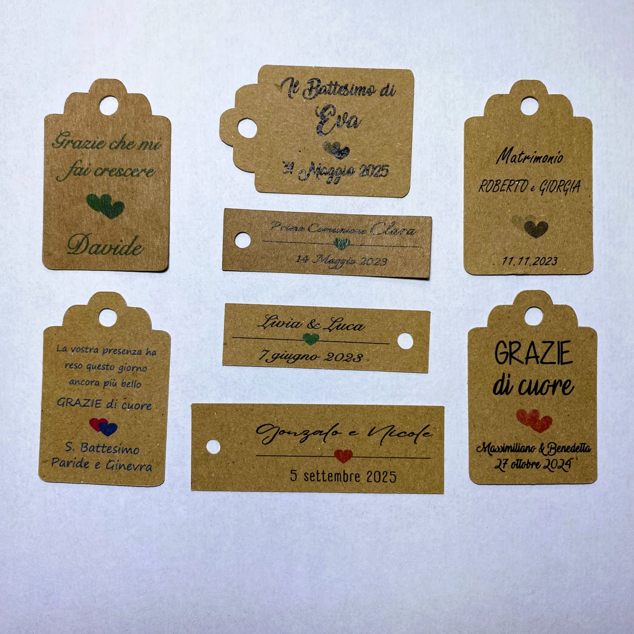 Tag Matrimonio Personalizzato Kraft – Cartellino o Adesivo per Bomboniere (TAG-02-KK) - immagine 6