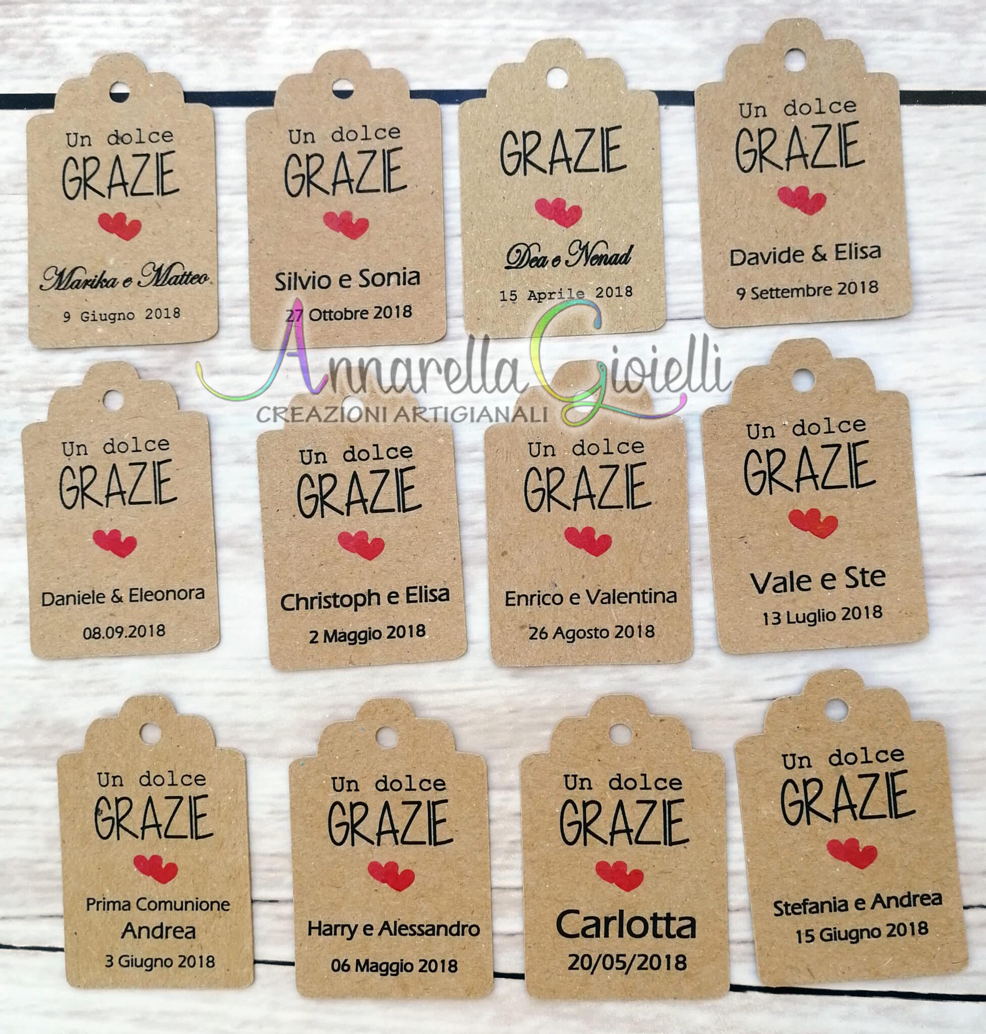 Tag Matrimonio Personalizzato Kraft – Cartellino o Adesivo per Bomboniere (TAG-02-KK) - immagine 7