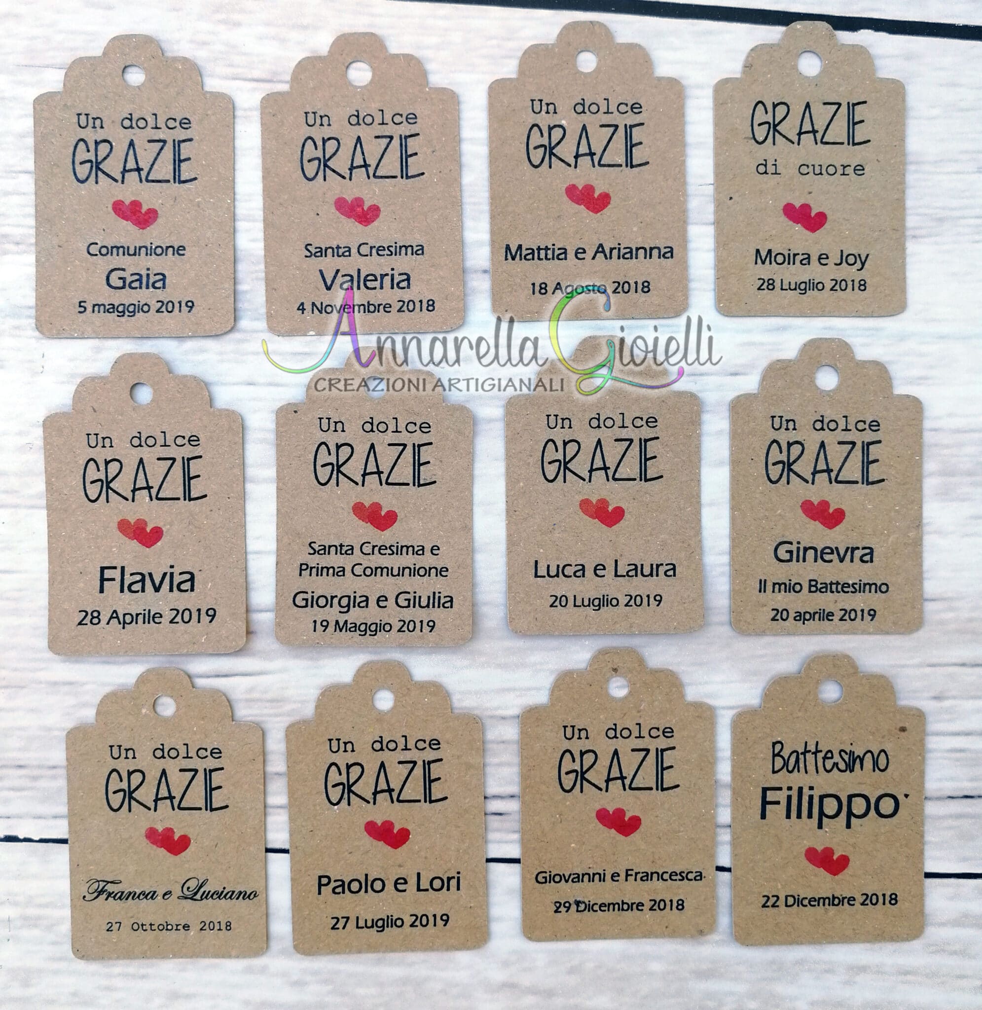 Tag Matrimonio Personalizzato Kraft – Cartellino o Adesivo per Bomboniere (TAG-02-KK) - immagine 9