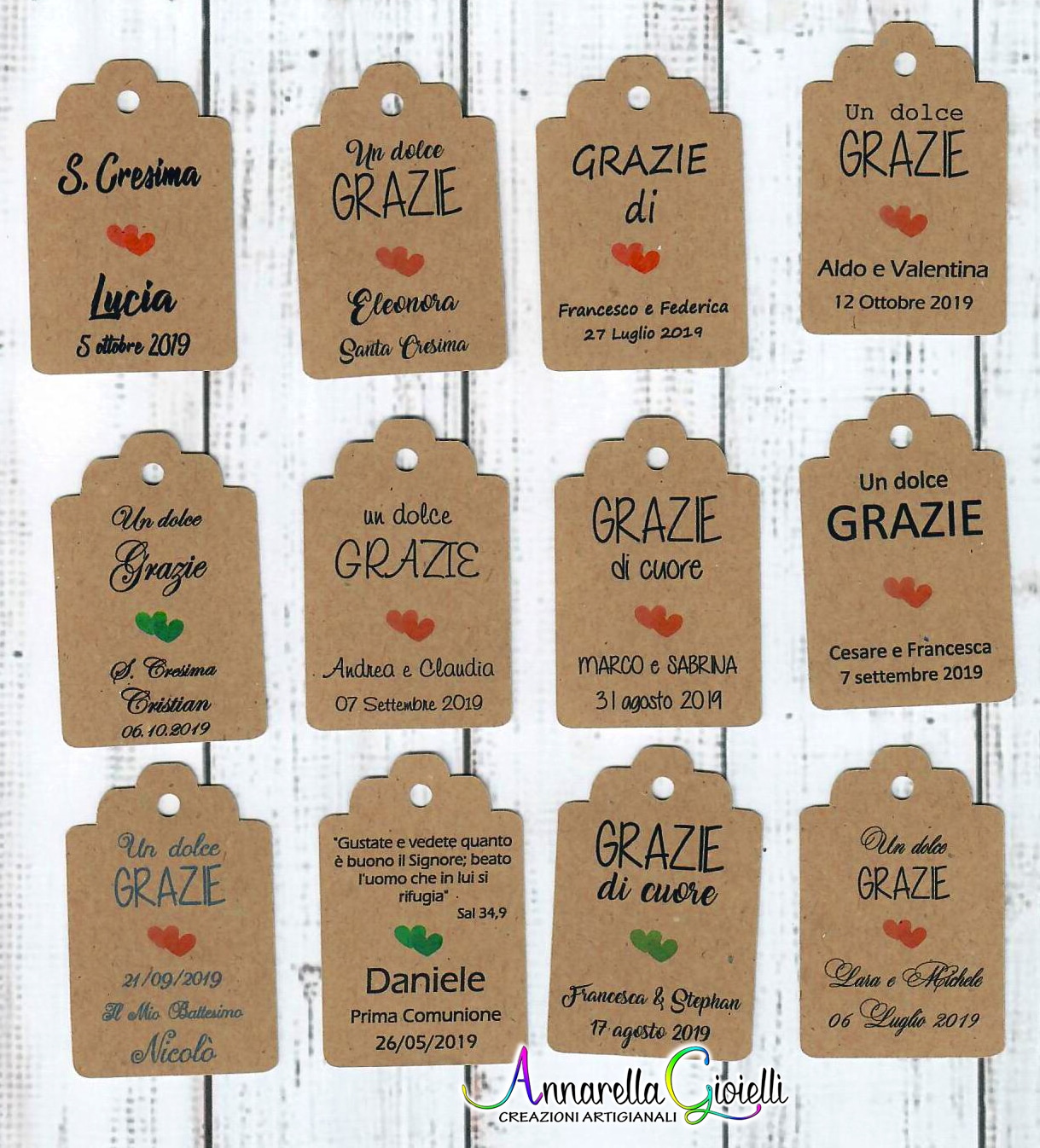 Tag Matrimonio Personalizzato Kraft – Cartellino o Adesivo per Bomboniere (TAG-02-KK) - immagine 12