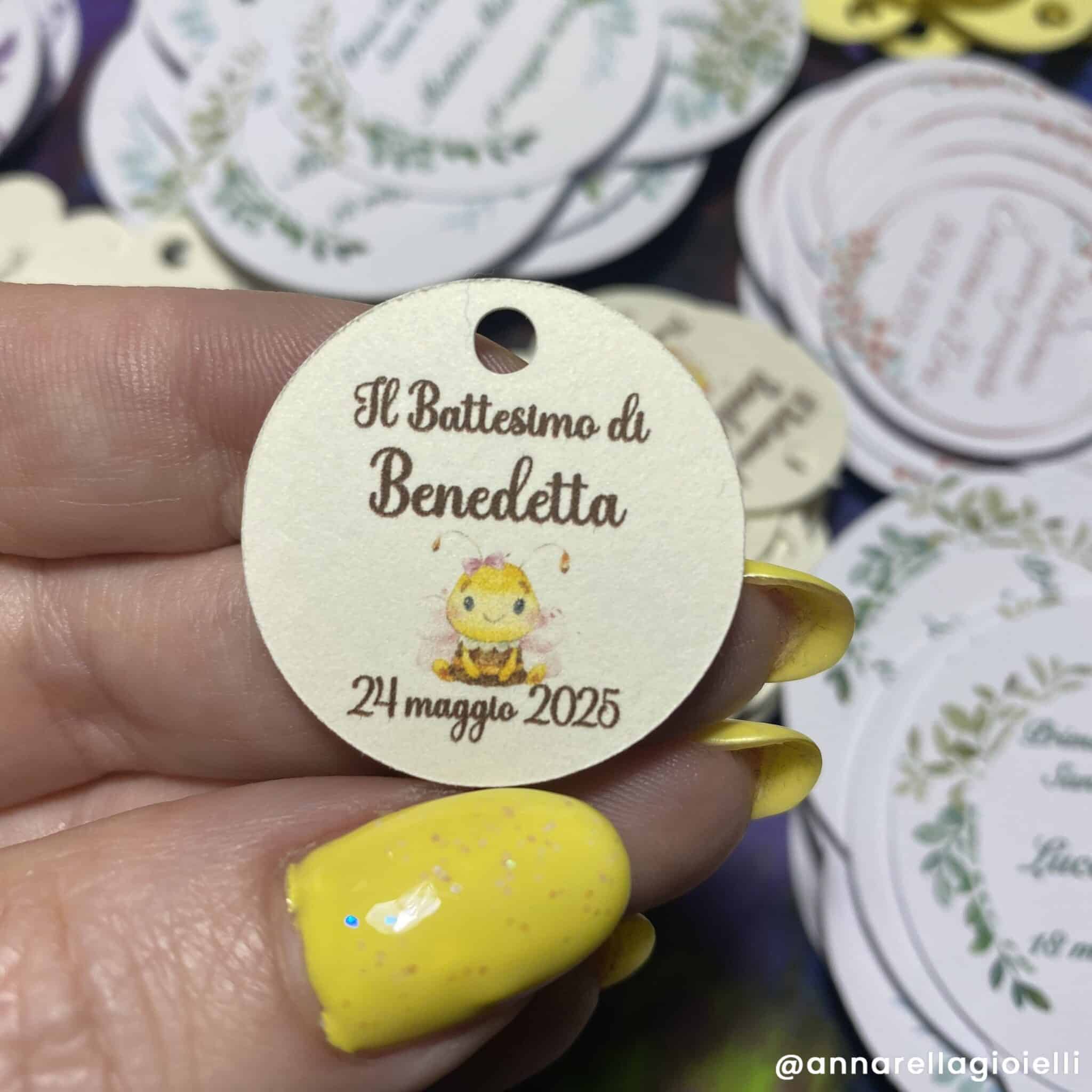 Cartellino o Adesivo Battesimo Ape Personalizzato | Bomboniere miele | Anche File Digitale (APE-02) - immagine 23