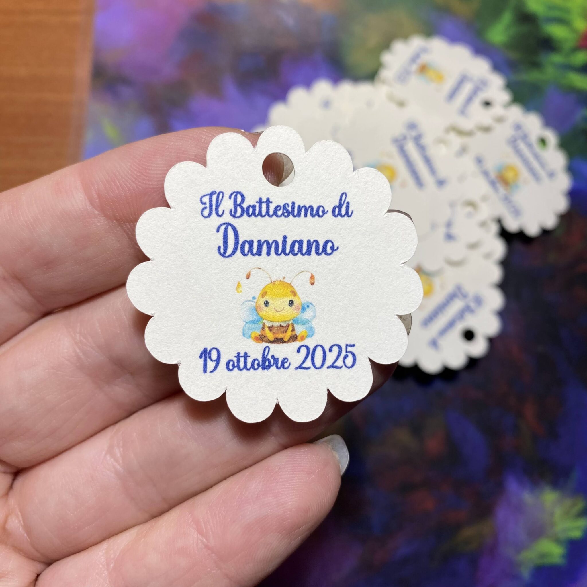 Cartellino o Adesivo Battesimo Ape Personalizzato | Bomboniere miele | Anche File Digitale (APE-02) - immagine 19