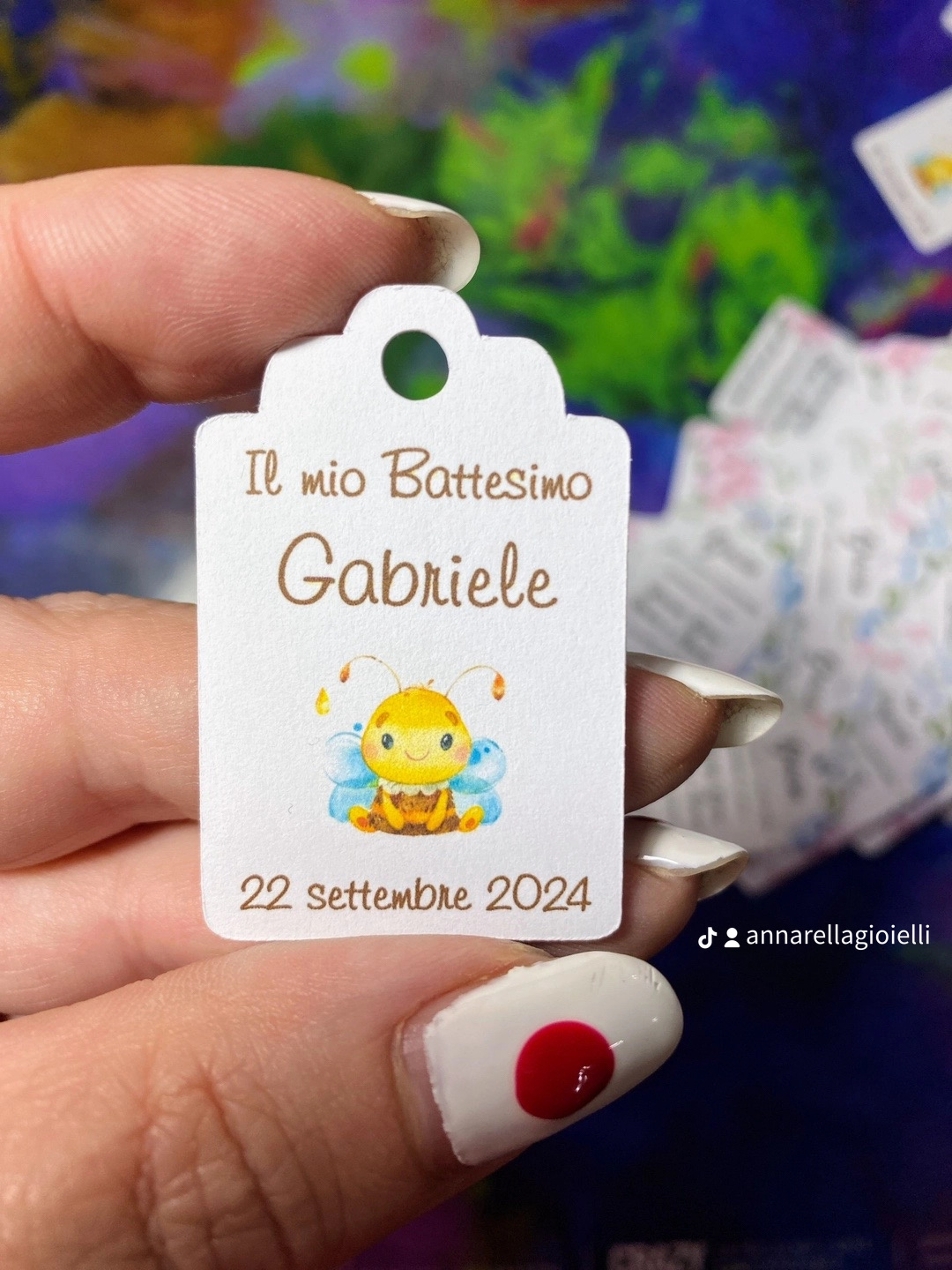 Cartellino o Adesivo Battesimo Ape Personalizzato | Bomboniere miele | Anche File Digitale (APE-02) - immagine 17
