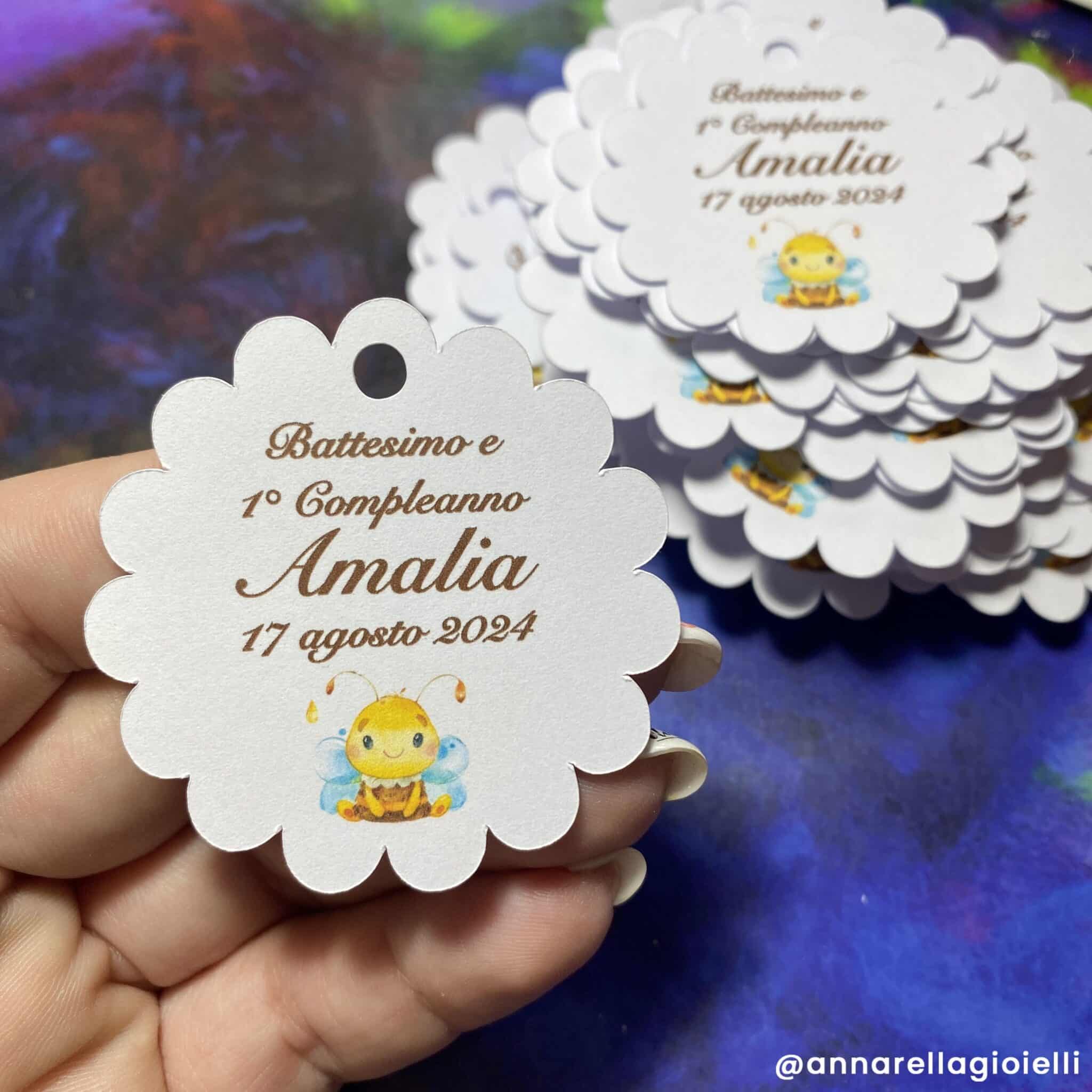 Cartellino o Adesivo Battesimo Ape Personalizzato | Bomboniere miele | Anche File Digitale (APE-02) - immagine 15