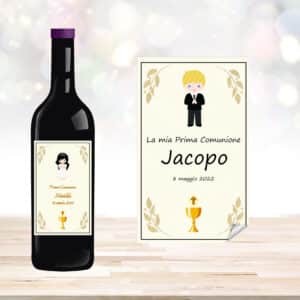 Adesivi Prima Comunione Cresima per bomboniere, bottiglia vino, olio, barattoli miele, etichette (BOT-COM-BIMBI)