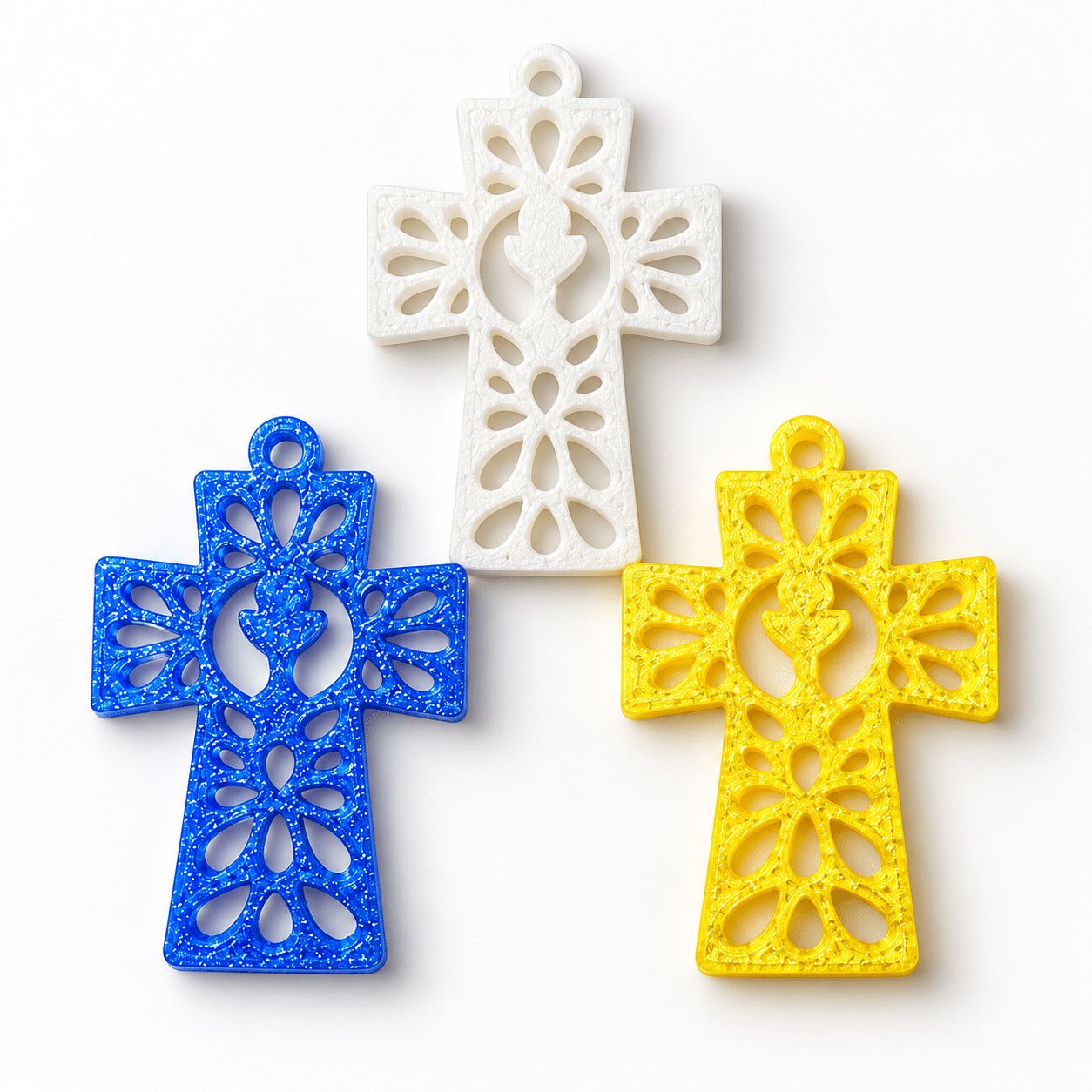 Croce Portachiavi 3D per Prima Comunione – Bomboniera 35×50 mm – Vari Colori (V4-3D) - immagine 2