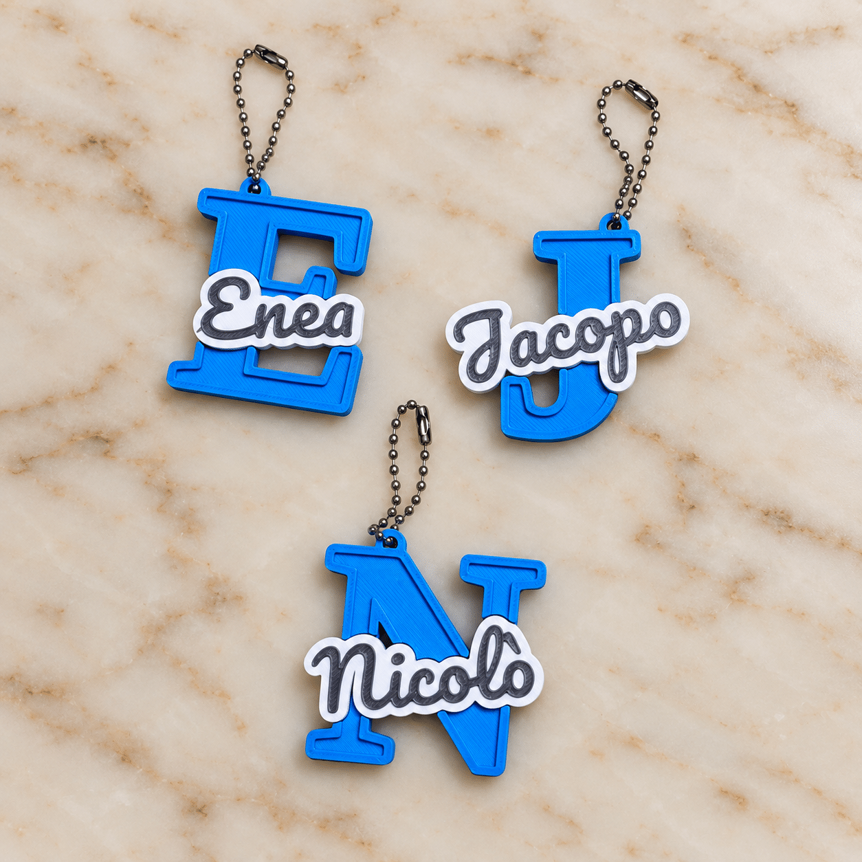 Portachiavi Personalizzato con Nome e Iniziale (V3-3D)